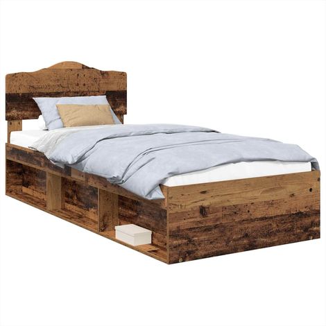 Estructura de cama con cabecera Madera vieja 90 x 200 cm vidaXL