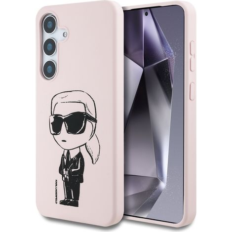 Funda MagSafe de silicona Karl Lagerfeld Graffiti Ikonik con logo estampado para Samsung Galaxy S25 (rosa) (1/5)