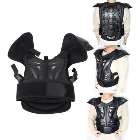 Veste protection enfants S (100-120cm, dos 32cm), moto vélo scooter, réglable 60-70cm, sécurité PE/EVA, logo réfléchissant nuit (1/4)
