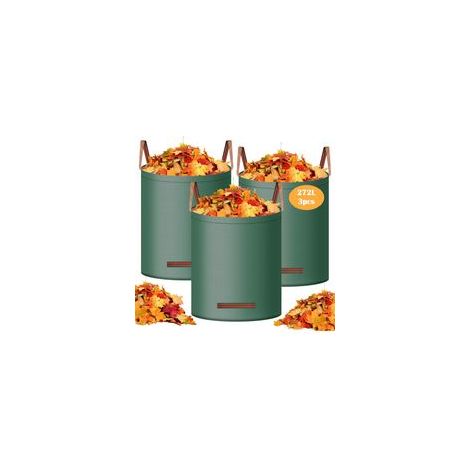 Sacs de Jardin 3 x 272L, Sac à déchets de jardin Autonome et pliable, Stable et robuste, Autoportante et Pliable, Grand Sac Jardinage Dechets (1/5)