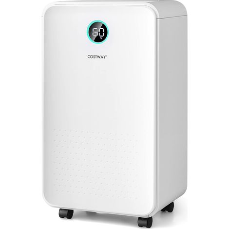 COSTWAY 12L/Day Dehumidifier with Digital Control Panel, Continuous Drainage, Laundry Drying, 3 Modes, Timer & Child Lock, Portable Dehumidifiers for Home Damp (24H Timer, 28x20x50cm) (1/5)