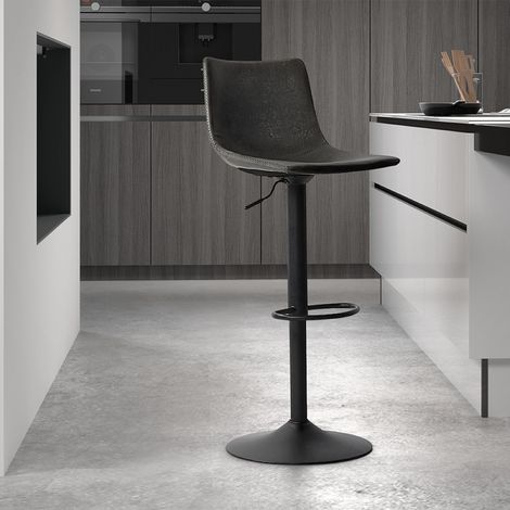 Tabouret de bar réglable en PU noir TREVISO (lot de 2) (1/5)