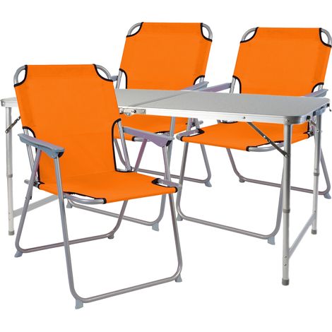 4-teiliges Campingmöbel Set 120x60x58/70cm Orange-DMC330872+3xDPO2600O (1/3)