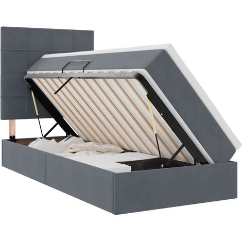 Maison Exclusive - Letto con contenitore LED e materasso Grigio Scuro 90 x 200 cm