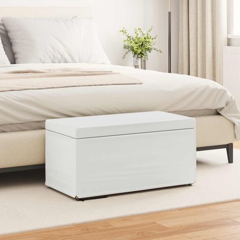 Hocker Weiß 81 x 41 x 40 cm Kunstleder und Engineering Holz