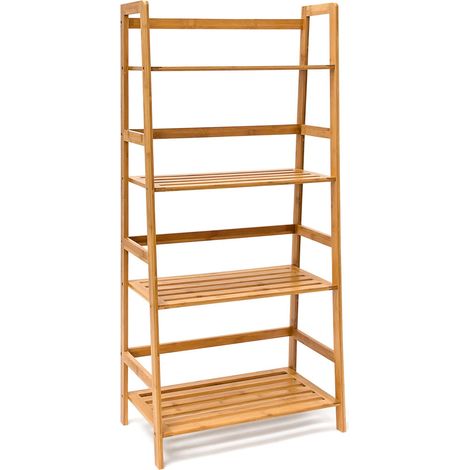 Scaffale libreria decorativo moderno a 4 livelli 80 x 30 x 150 cm in bambù naturale 130003239