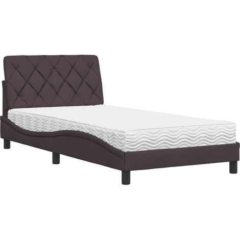 Cama con colchón tela marrón oscuro 100x200 cm vidaXL (1/5)