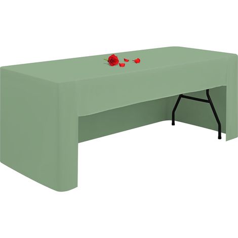 1 Paquet de Nappe Vert Sauge à Dos Ouvert pour Table Pliante de 1,8 m, Lavable, Nappe de 1,8 m, en Tissu Polyester, Nappe rectangulaire pour Mariage, fête, Artisanat, Exposition, événements (1/5)
