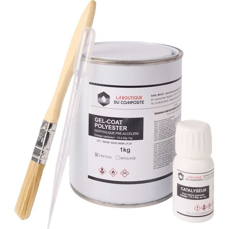 La Boutique du Composite Gel Coat 1kg pour Bateau Fibre de Verre + catalyseur (BLEU)