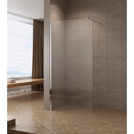 AQUABATOS® Walk in Dusche, Duschwand Glas, Duschabtrennung 10 mm ESG-Sicherheitsglas mit Nanobeschichtung 80 x200 cm, Helles Silber (1/5)