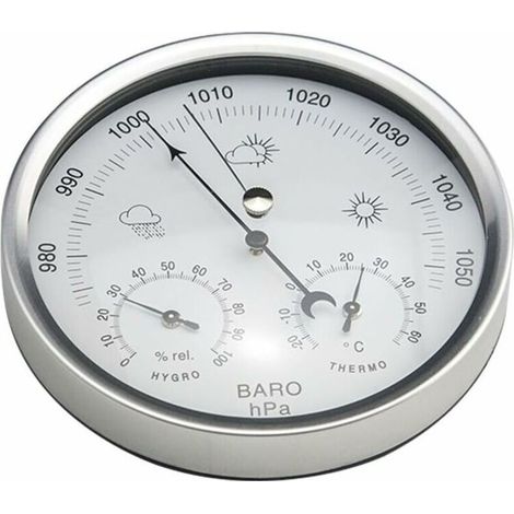 Station météo baromètre à cadran analogique avec thermomètre hygromètre mesures de pression atmosphérique simplicité et facile à lire (1/4)