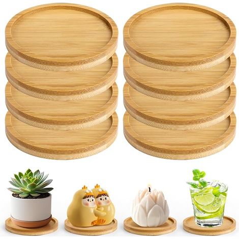 Dessous de verre ronds bois naturel 9,5 cm boissons tasses thé verres bougies (1/5)