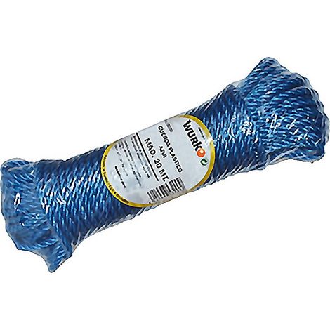 WURKO cuerda plastico 4 mm azul 20mt , Cuerda de plástico de 4 mmComposición: Monofilamento de polietileno torcido 4 cabosMadeja de 20 metrosColor AzulIndicado para