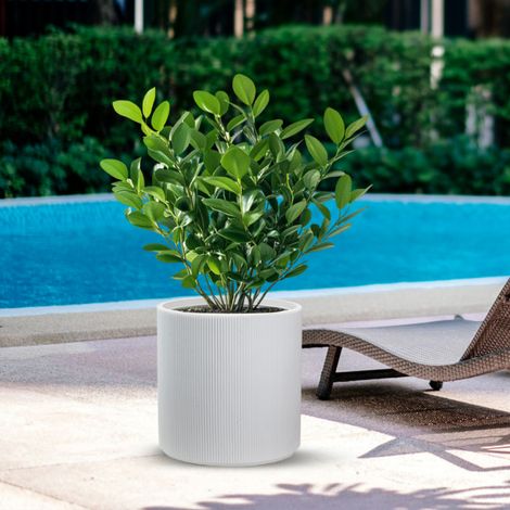 Vaso Modigliani Bianco diam.36×35 cm per Interno ed Esterno in Resina (1/4)