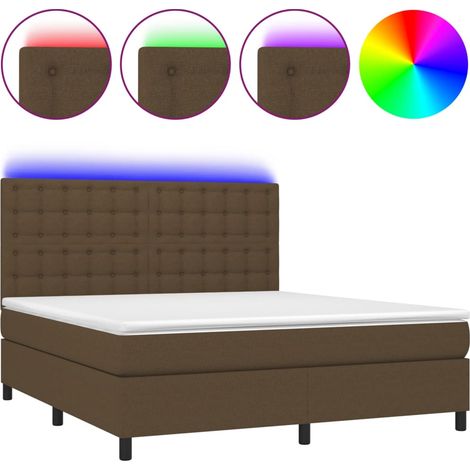 Maison Exclusive - Boxspringbett mit Matratze & LED Dunkelbraun 1