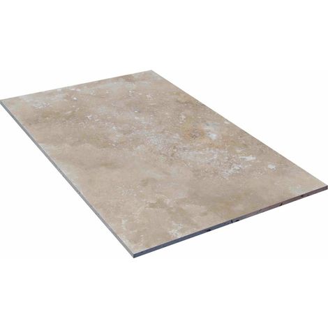 Carrelage Travertin Adouci Rebouché - Crème - 91x61x1,5cm