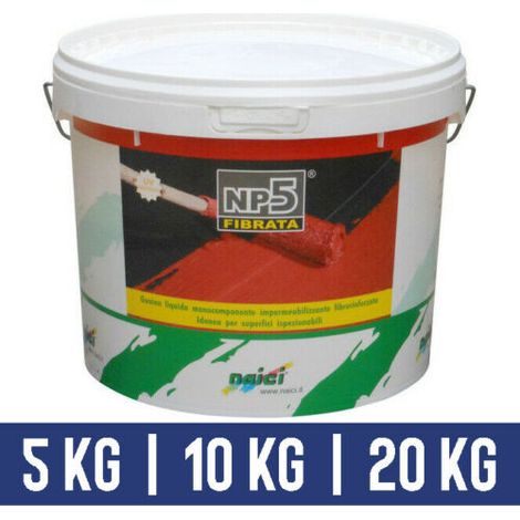 GUAINA LIQUIDA NAICI NP5 FIBRATA IMPERMEABILIZZANTE PER TERRAZZI GRIGIO 36724V 5 KG (36724)