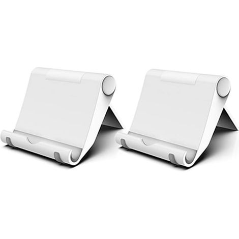 HOXILEELEO - Lot de 2 supports de téléphone portable pour bureau, réglables et compatibles avec iPhone 13, 12 Pro Max, 11 SE, XS, XR, 8 Plus, 6 et 7. Support pliable, blanc. (1/5)