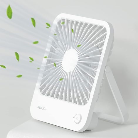 Ventilatore da tavolo Batteria ricaricabile 4500mAh 180° Ventilatore personale portatile pieghevole 4 velocità regolabile Batteria a lunga durata per casa, ufficio, viaggio, esterno (1/5)