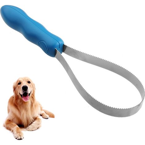 Lame de toilettage double face pour chiens - Brosse de mue avec lames en acier inoxydable pour poils courts et longs (1/5)