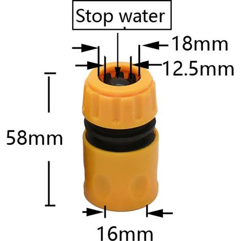 Raccord rapide d'arrêt d'eau pour tuyau d'arrosage 1/2" 3/4" (16/20 mm) - Joints pour tubes de 16/20 mm - Pour arrosage goutte à goutte en serre (1 pièce) (1/5)