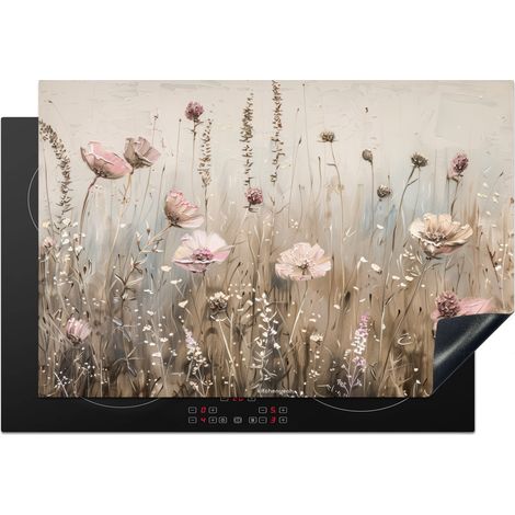 PROTECTION PLAQUE INDUCTION Fleurs - Beige - Fleurs sèches Tapis de Protection 77x51 cm