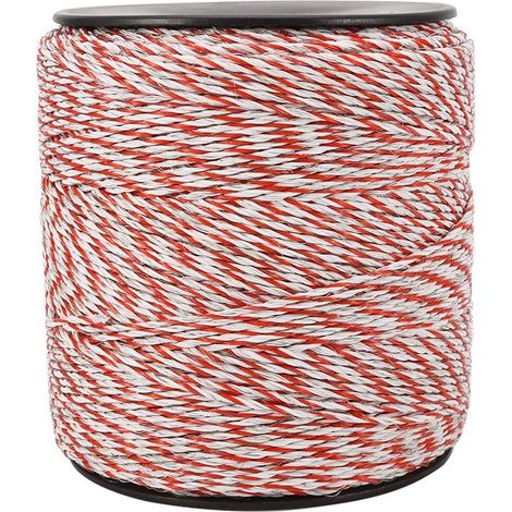 500m Fil de Clôture Électrique, 6 Brins Corde de Clôture Électrique, Corde Conductrice en Acier Inoxydable, Accessoire de Haute Conductivité pour Ferme, Bétail, Mouton (Rouge Blanc) (1/5)