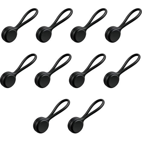 Magnetic Cable Clips USB Cable Storage Silicone Cable Tidy Magnetic Cable Management Black (1/5)