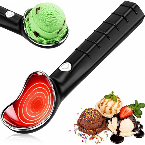 Paletta per gelato riscaldata, paletta per gelato elettrica ricaricabile - Riscalda fino a 158°F per gelato duro, gelato e dessert surgelati (Nero) (1/5)