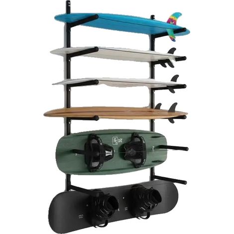 Support de planche de surf, design gain de place, construction en métal durable, noir (1/2)