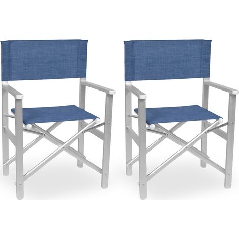 Silla Director Ketty en aluminio con asiento y respaldo en textilene azul x 2 (1/5)