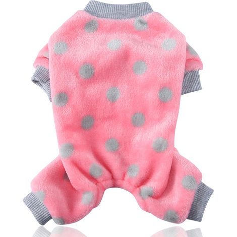 1 pull à pois pour chien, vêtement d'hiver en polaire, adapté aux chiens et chats, taille S à XL, rose et gris