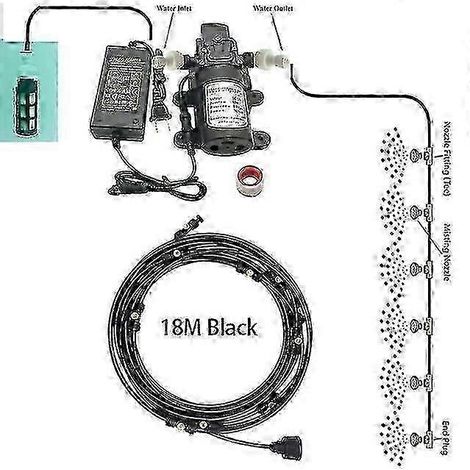 Nebelkühlungssystem mit 5L/Min-Pumpe, Filterset und Messingdüsen für Terrassen im Außenbereich (6-18 m) 18M Schwarz (1/4)