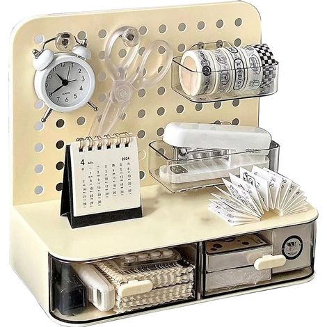 de bureau avec 2 tiroirs panneau perforé et étagère de (1/4)