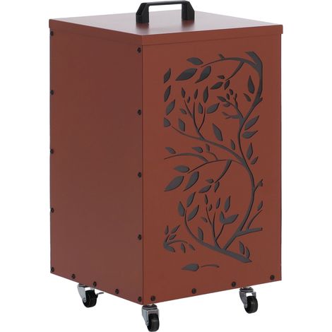 Contenedor de pellets HHG-254 Ranken, caja de almacenamiento para pellets, por ejemplo, para pienso para animales, con patas giratorias, 64 x 36 x 36 cm, color cobre (1/5)