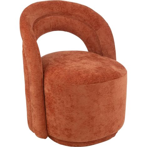 Petit fauteuil 64x66x80 cm en tissu doux rouille - TESTI
