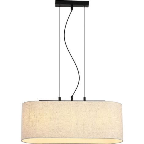 Searchlight Hessian Suspension à 3 lampes, noire, abat-jour en lin, 3 x E27 (1/5)