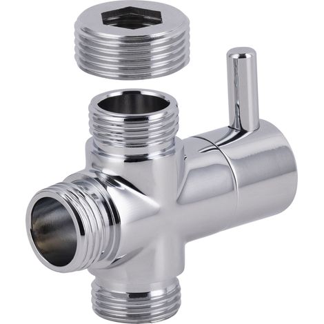 Eurosanit – Inverseur 3 voies mâle 1/2' en laiton chromé – Raccordements 3x mâle 1/2' et 3/4' – Changement d'alimentation par rotation