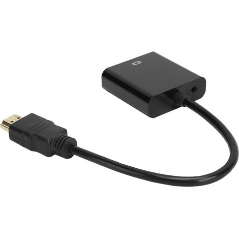 Adaptateur HDMI VGA Noir pour Ordinateur, PC Portable, Écran et Vidéoprojecteur