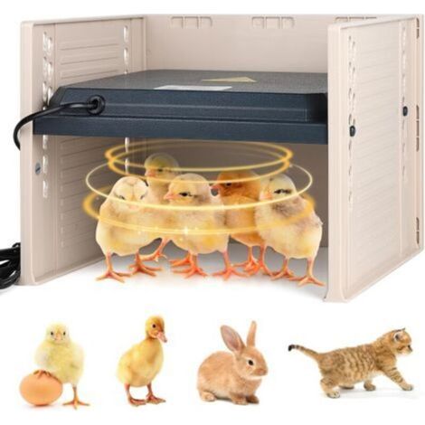 Plaque Chauffante Poussin 25 W Chauffages pour Poulailler avec Panneaux Anti-Vent, Chick Heating Plate Hauteur Réglable 7 19 cm et Température 10 60 °C (1/4)