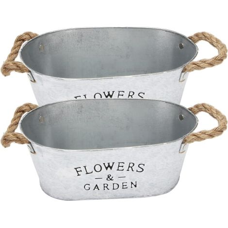 pots rustiques en métal avec poignées, pots de style campagnard pour plantes succulentes et herbes aromatiques, contenants à plantes vintage pour (1/5)