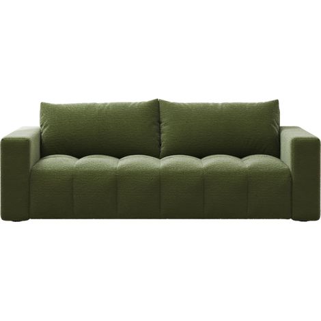Sofa mit Schlaffunktion für 3 Personen und Stauraum aus grünem Bouclé CANTERBURY