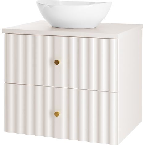 Waschtischunterschrank 60 cm breit inkl. Waschbecken in weiß matt AQUINO-140 (1/5)