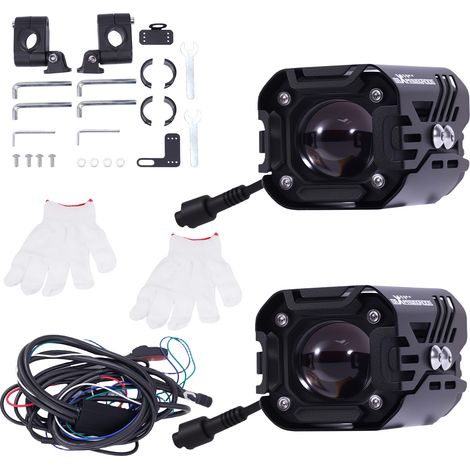 Fari Aggiuntivi Moto 80W 12V Alluminio for Motocicletta SUV Fuoristrada (1/5)