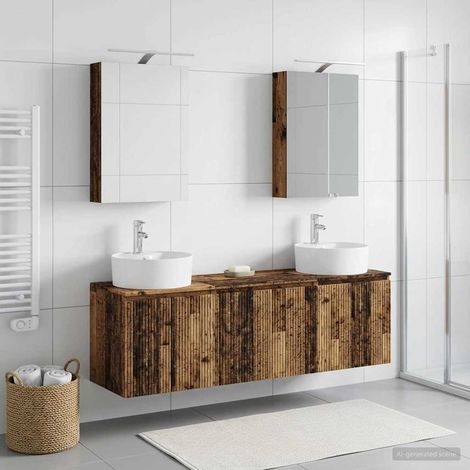 vidaXL Bathroom Cabinet Set 5 pcs Old Wood Engineered Wood (1/5)