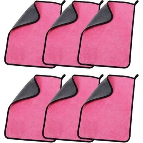Crezuo 500 g/m² Mikrofasertücher für die Autoreinigung, schnelltrocknendes Mikrofasertuch, ideal zum Polieren, Wachsen und für die Fahrzeugpflege, besonders saugfähig, 30 x 30 cm, Rosa (1/4)