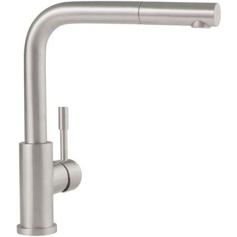 Villeroy & Boch – Robinet de cuisine mitigeur Steel Shower en acier inoxydable – Hauteur 30,5 cm – Pivotement 360° – Jet confort 11,7 L/min (1/10)