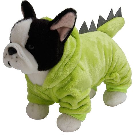 Costume de dinosaure vert corail en polaire pour animaux de compagnie (4 pieds), vêtements chauds pour chiens et chats (1/5)