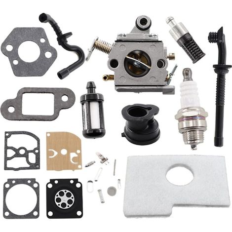 Carburetor Kit for Stihl Chainsaw 017 018 MS170 MS180 MS170C MS180C Replaces Zama C1Q-S57 1130 120 0603 with Membrane Air Filter, Petrol/Oil Pipe, Spark Plug (1/5)