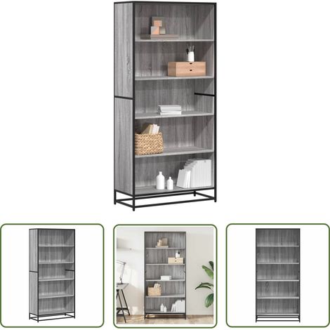 vidaXL Bücherregal Grau Sonoma 80,5x35x170,5 cm Holzwerkstoff (1/5)